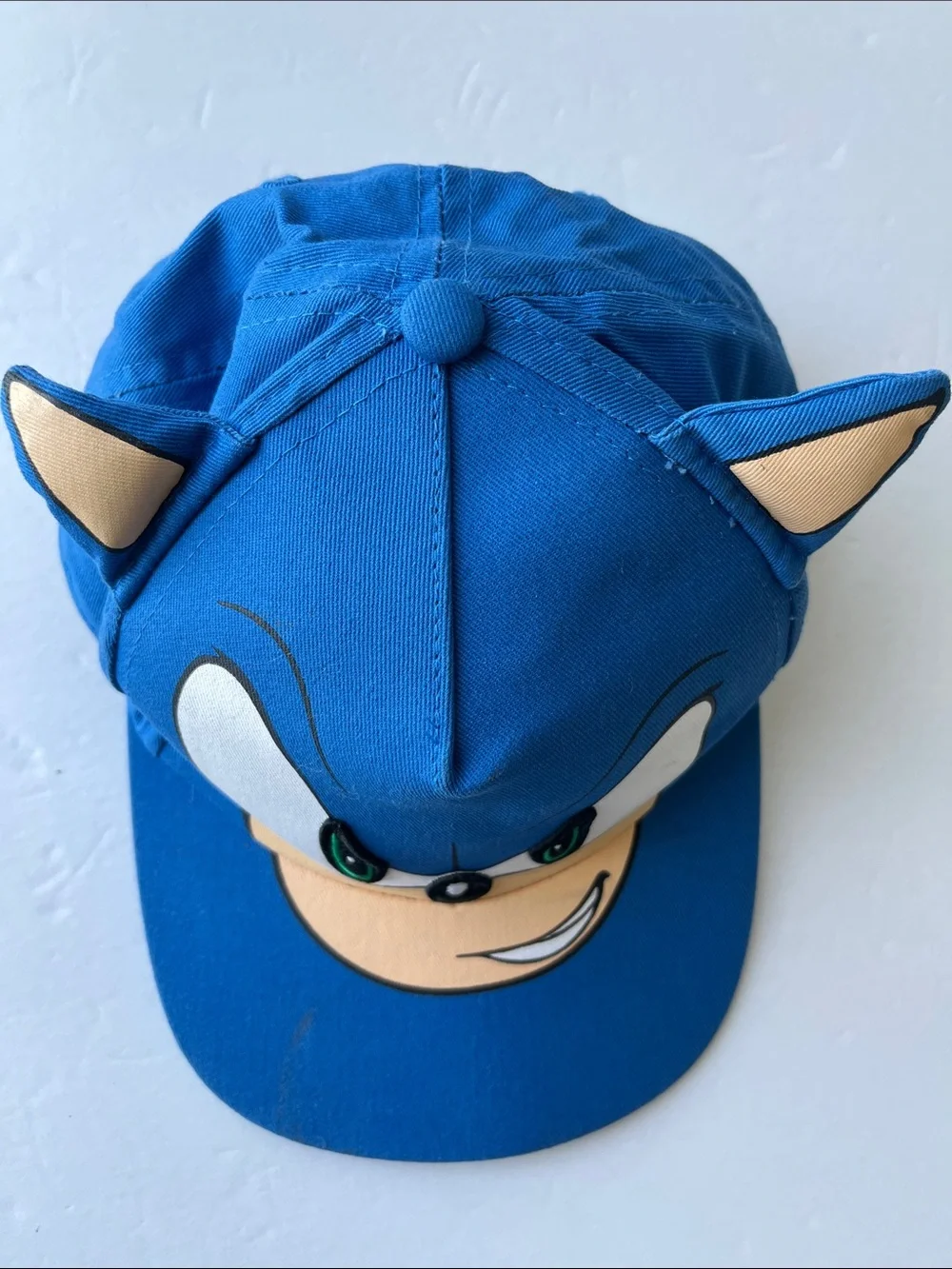Sonic the Hedgehog 3D Big Face Ball Cap Embroidered Hat SnapBack 3D Ears NWOT